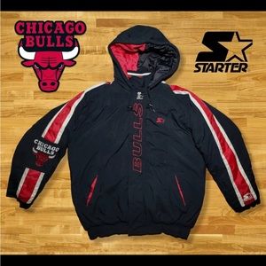 Vintage Starter NBA Chicago Bulls Puffer Coat Jacket Zip Stitched Logo Size XL